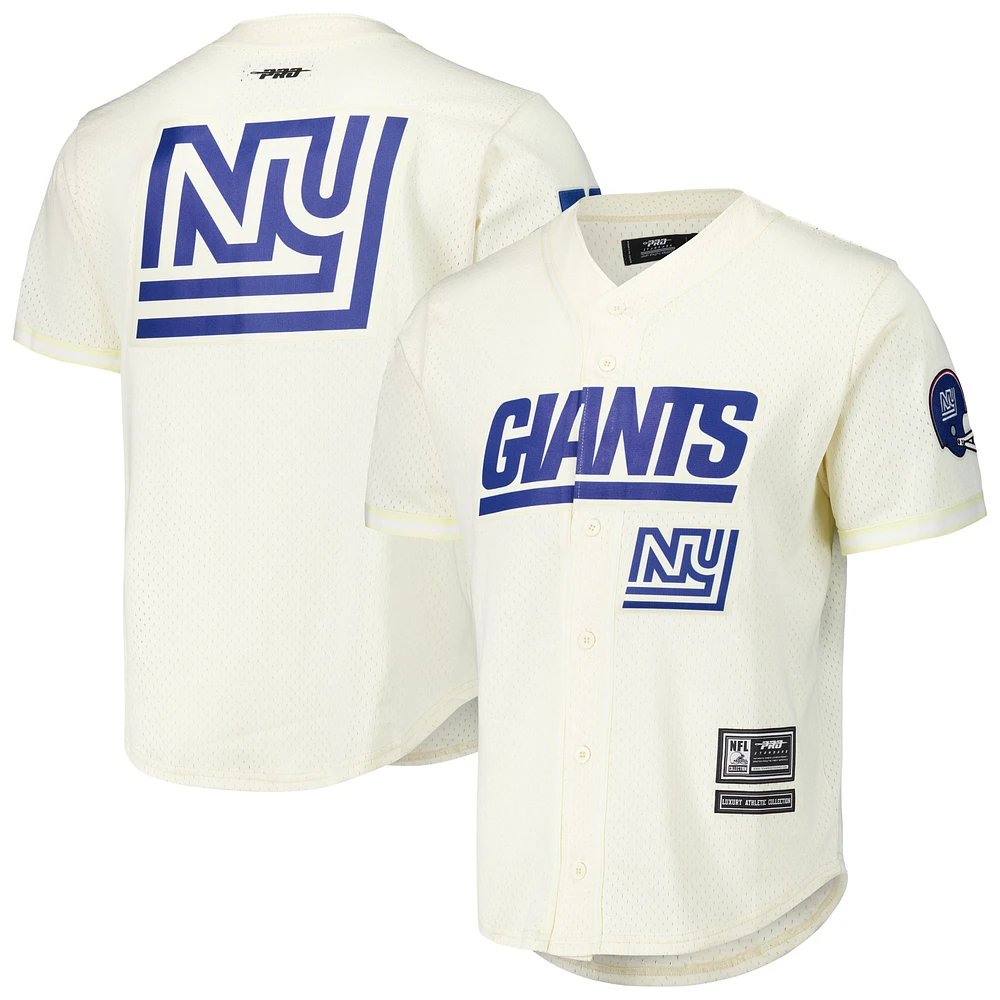 Chemise boutonnée rétro classique en maille Pro Standard crème pour hommes des New York Giants