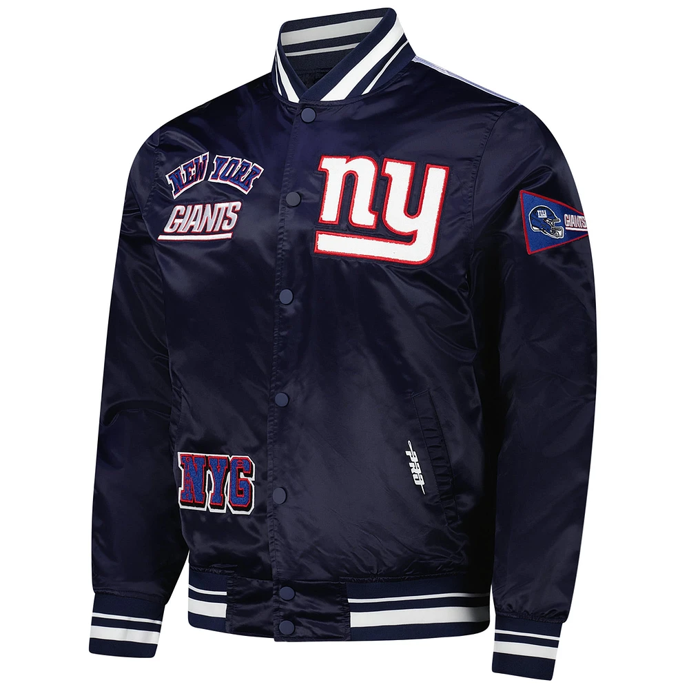 Men's Pro Standard Navy New York Giants Sublimated Satin Full-Snap Jacket