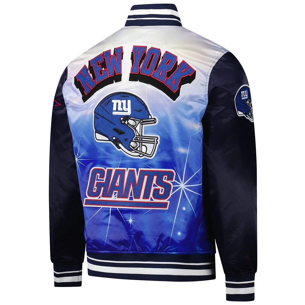 Men's Pro Standard Navy New York Giants Sublimated Satin Full-Snap Jacket