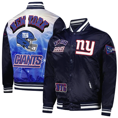 Veste à boutons-pression en satin sublimé Pro Standard bleu marine New York Giants pour homme