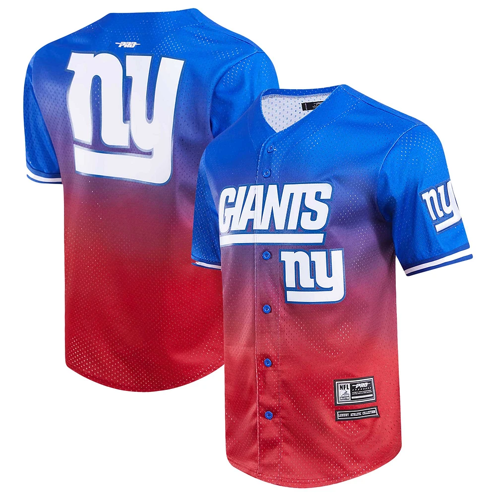 Chemise boutonnée en maille ombrée pour homme Pro Standard Royal/Red New York Giants