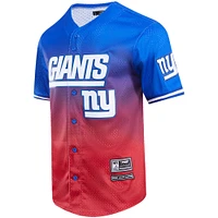 Chemise boutonnée en maille ombrée pour homme Pro Standard Royal/Red New York Giants