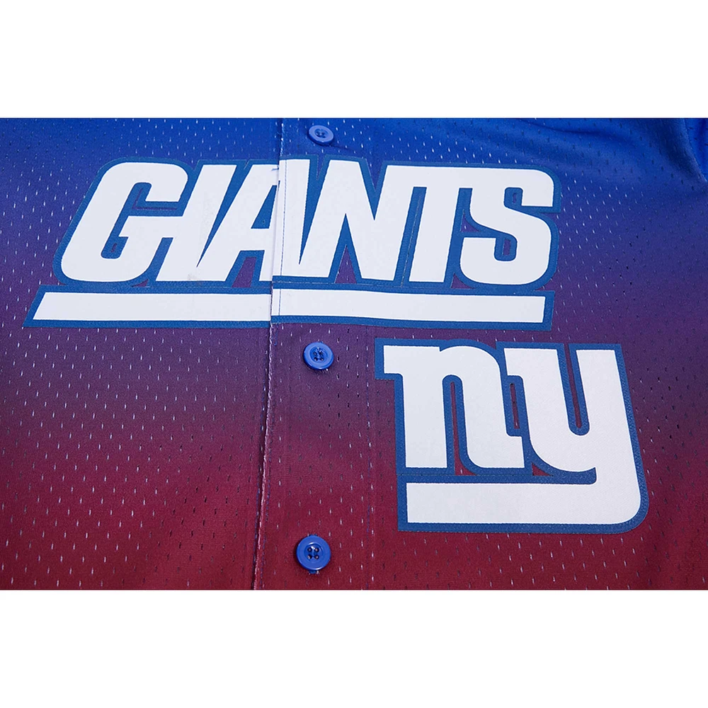 Chemise boutonnée en maille ombrée pour homme Pro Standard Royal/Red New York Giants