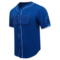 Men's Pro Standard Royal New York Giants Triple Tonal Mesh Button-Up Shirt