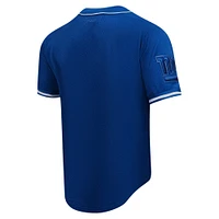 Men's Pro Standard Royal New York Giants Triple Tonal Mesh Button-Up Shirt