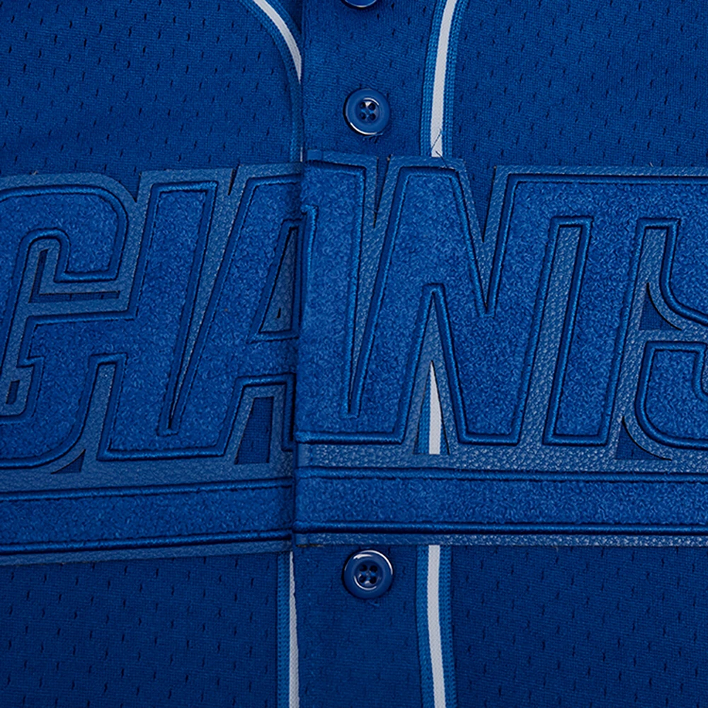 Men's Pro Standard Royal New York Giants Triple Tonal Mesh Button-Up Shirt