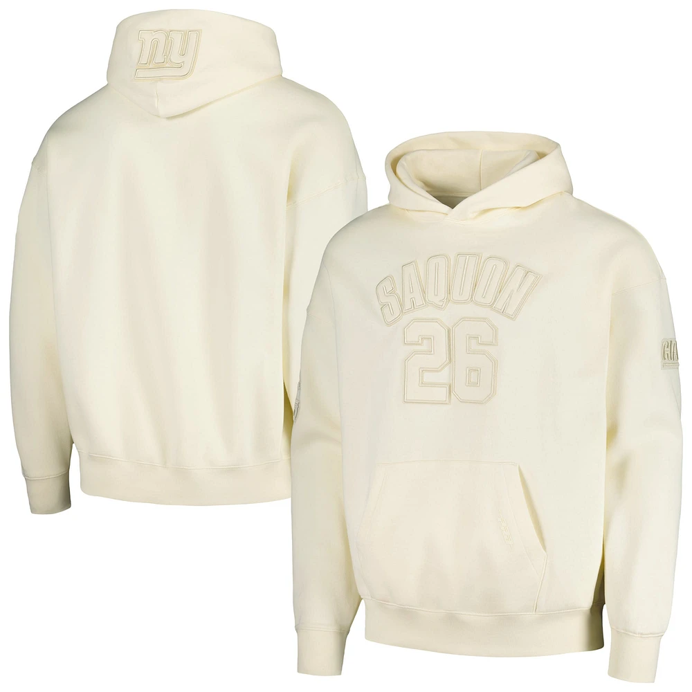 Sweat à capuche Pro Standard Saquon Barkley crème pour hommes, nom et numéro du joueur des Giants de New York