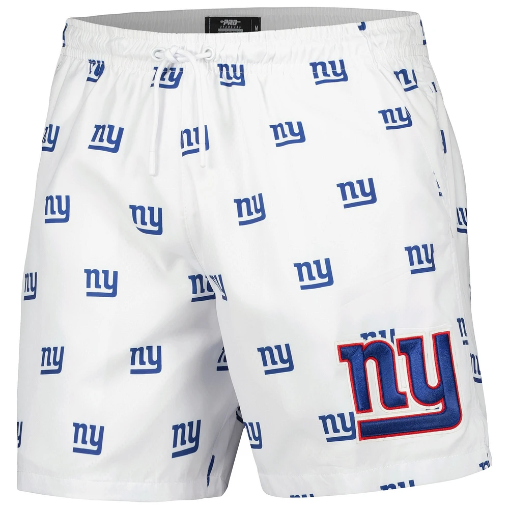 Men's Pro Standard  White New York Giants Allover Print Mini Logo Shorts