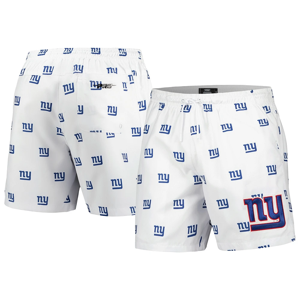 Men's Pro Standard  White New York Giants Allover Print Mini Logo Shorts