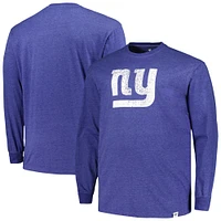 T-shirt à manches longues pour hommes Profile Heather Royal New York Giants Big & Tall Throwback