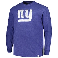 T-shirt à manches longues pour hommes Profile Heather Royal New York Giants Big & Tall Throwback