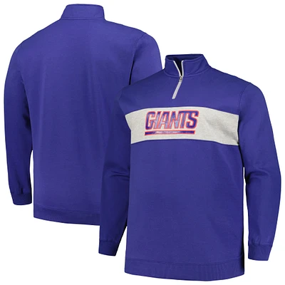 Men's Profile Royal New York Giants Big & Tall Fleece Quarter-Zip Jacket