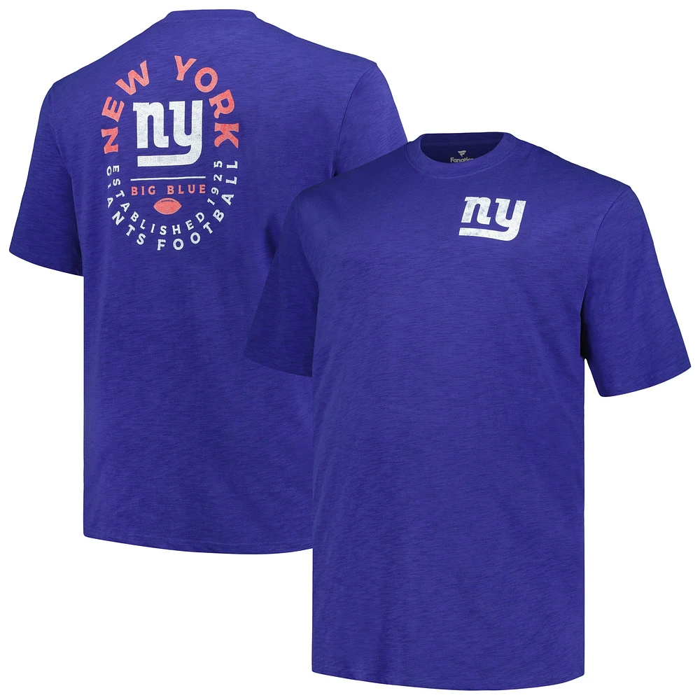 T-shirt pour homme Profile Royal New York Giants Big & Tall Two-Hit Throwback