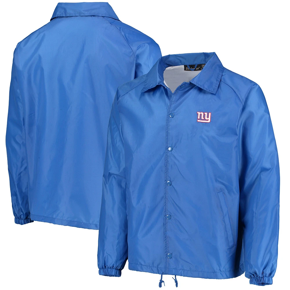 Royal New York Giants Coaches Coupe-vent raglan classique à boutons-pression pour homme