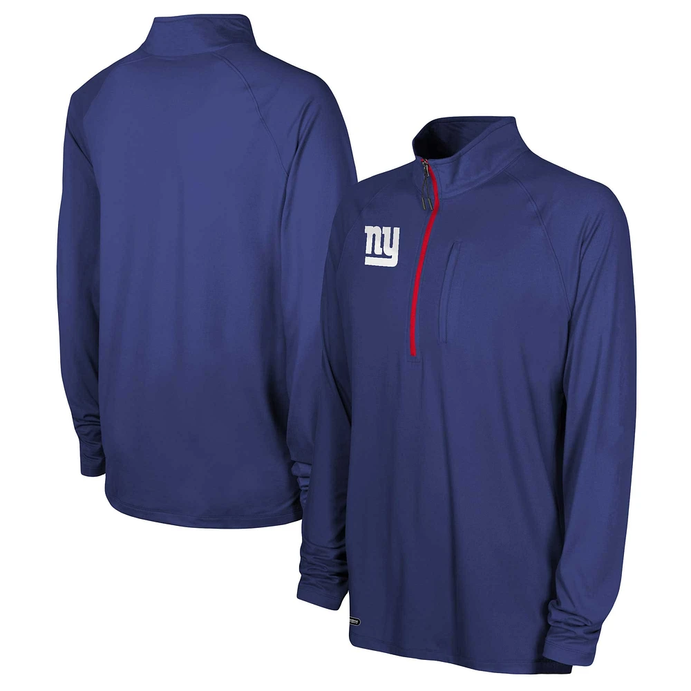 Men's Royal New York Giants Combine Authentic Raglan Quarter-Zip Top