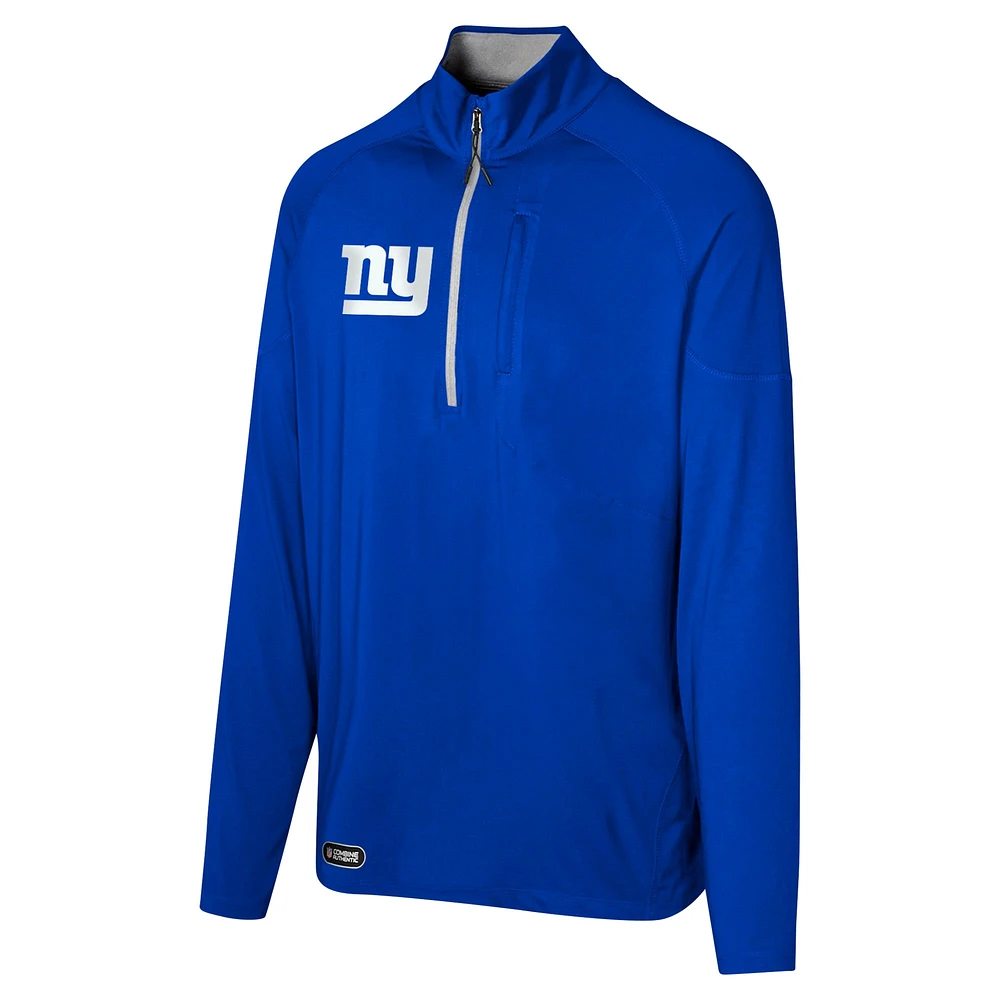 Men's Royal New York Giants Grind Iron Quarter-Zip Top