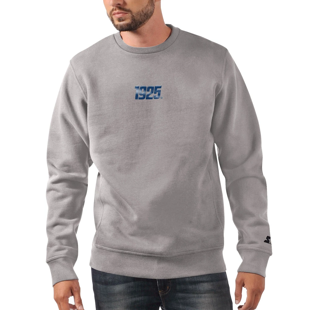 Men's Starter Heather Gray New York Giants 1925 Collection Long Sleeve Pullover Sweatshirt