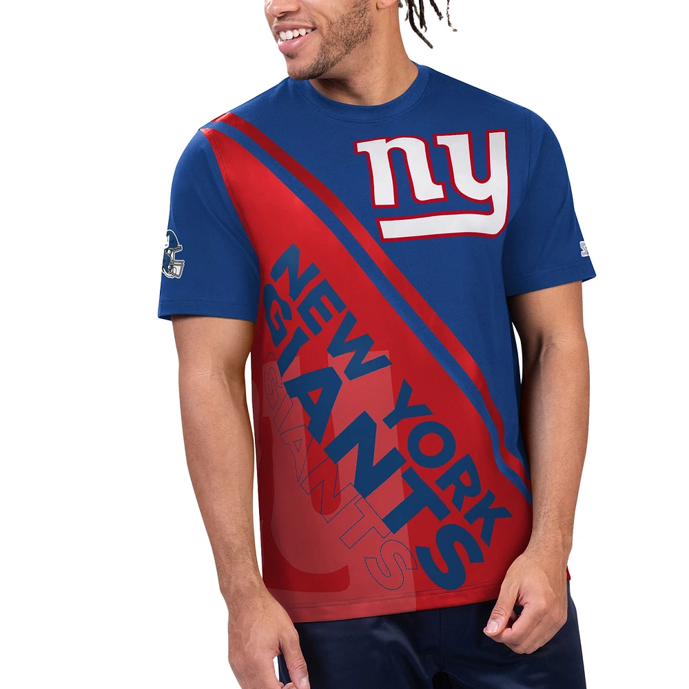 T-shirt graphique Starter Royal/Rouge New York Giants Finish Line Extreme pour hommes