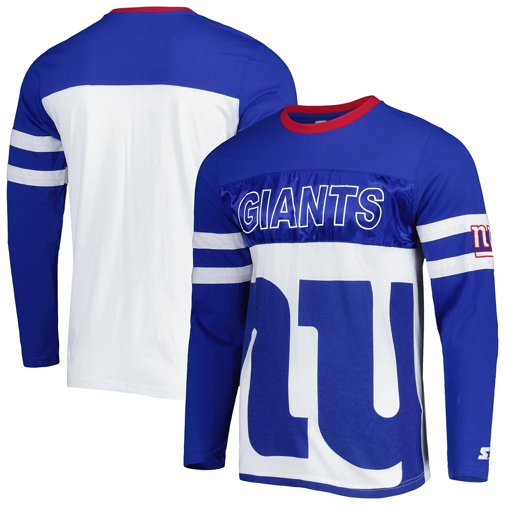 T-shirt à manches longues Starter Royal/Blanc des New York Giants pour homme