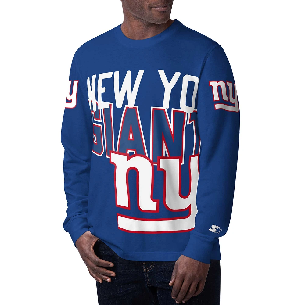 T-shirt à manches longues pour hommes Starter Royal New York Giants Clutch Hit