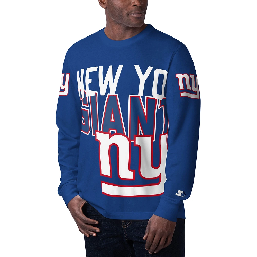 T-shirt à manches longues pour hommes Starter Royal New York Giants Clutch Hit