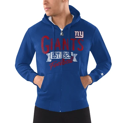 Sweat à capuche entièrement zippé Starter Royal New York Giants Domestic Post Season pour hommes