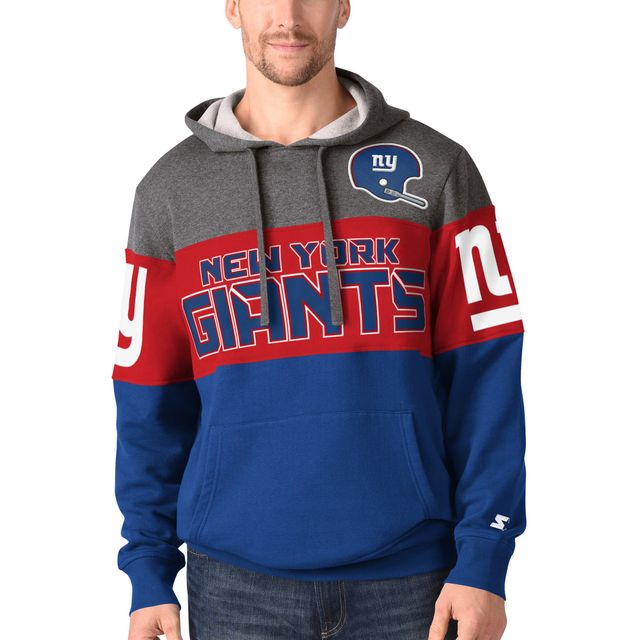 Men's Starter White/Royal New York Giants Thursday Night Lights Half-Zip  Hoodie Jacket