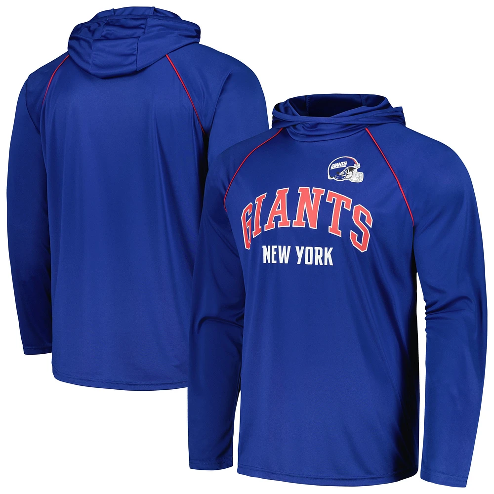 T-shirt à capuche manches longues raglan Starter Royal New York Giants Gridiron Classics pour hommes