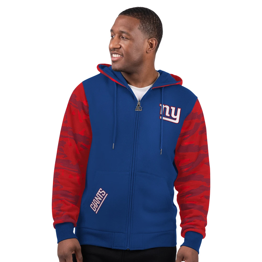 Sweat à capuche zippé pour homme Starter Royal New York Giants Thursday Night Gridiron