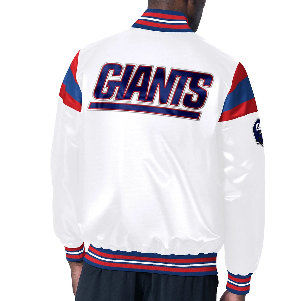 Men's Starter White New York Giants Satin Full-Snap Varsity Jacket