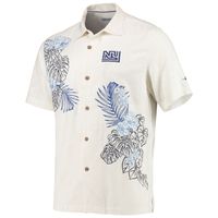 Men's Tommy Bahama Cream New York Giants Throwback Sport La Playa Luau Camp Button-Up Shirt