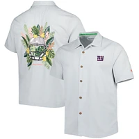 Chemise boutonnée pour homme Tommy Bahama Grey New York Giants Coconut Point Frondly Fan Camp IslandZone