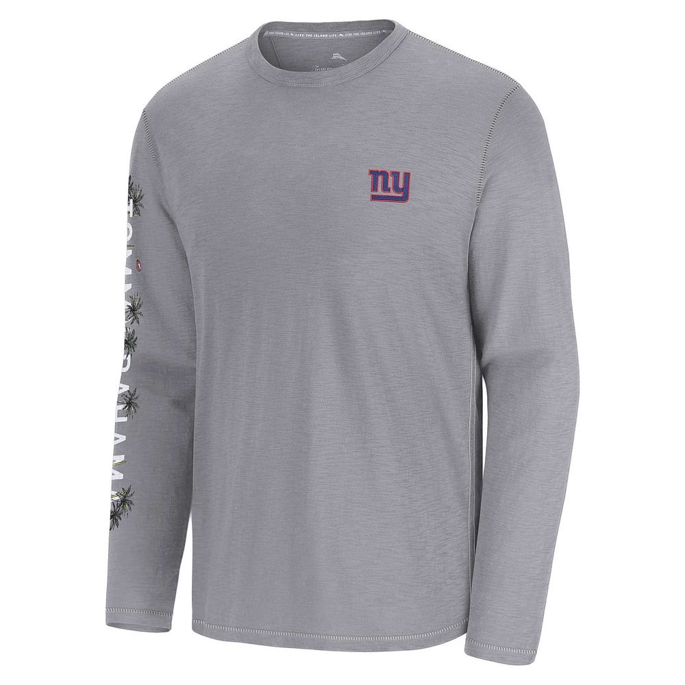 T-shirt à manches longues Tommy Bahama gris New York Giants Oasis Endzone Lux pour homme