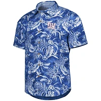 Men's Tommy Bahama Royal New York Giants Aqua Lush Full-Button Shirt