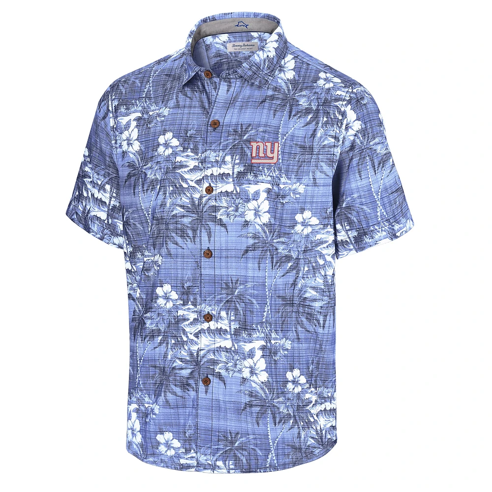 Chemise boutonnée Tommy Bahama Royal New York Giants Coconut Point Isla Palmetta Camp pour homme