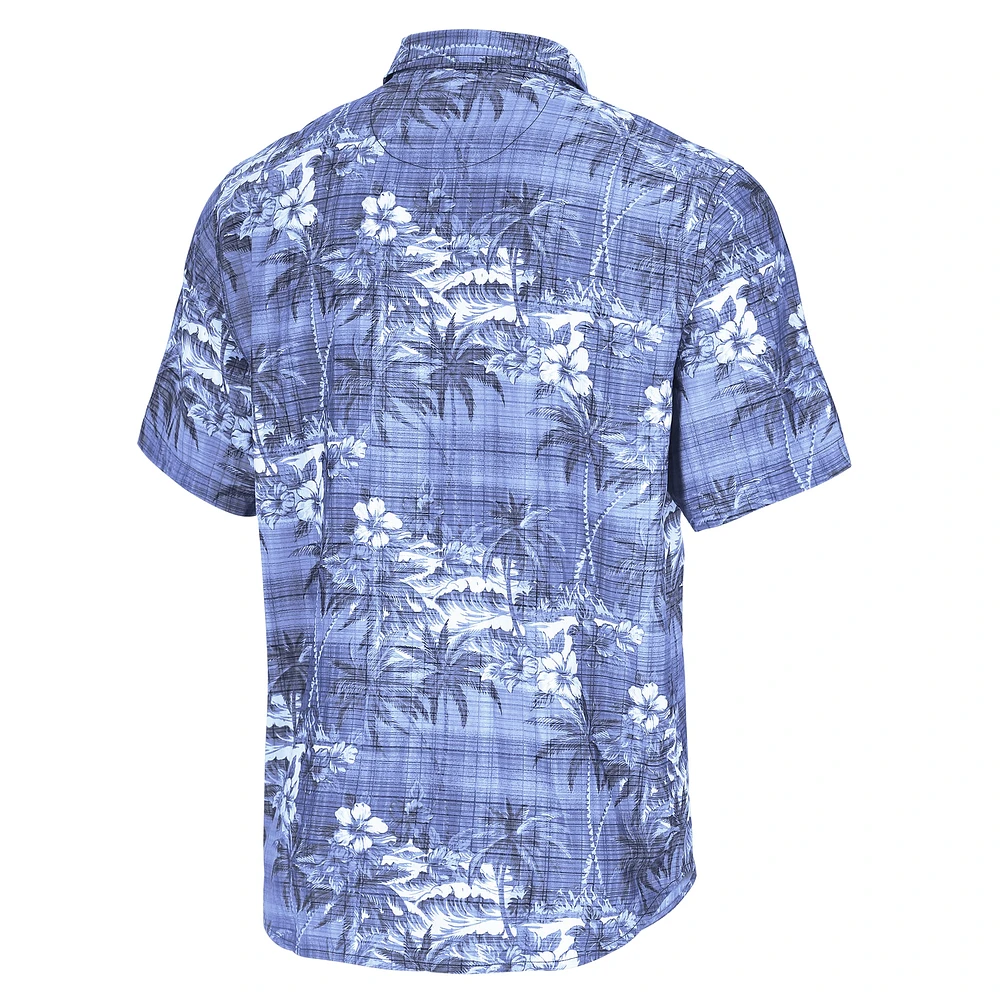 Men's Tommy Bahama Royal New York Giants Coconut Point Isla Palmetta Camp Button-Up Shirt