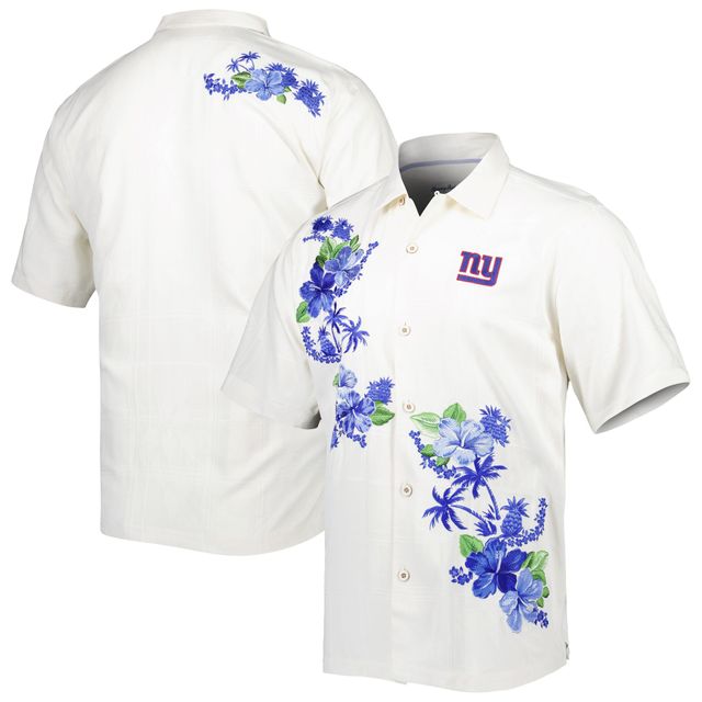 Chemise boutonnée pour homme Tommy Bahama White New York Giants Sport Azule Oasis Camp