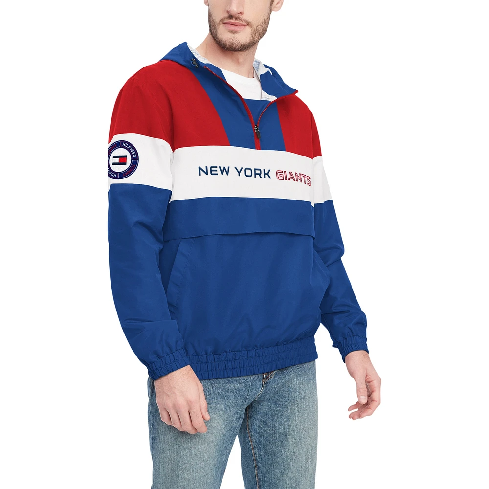 Veste à capuche demi-zip Tommy Hilfiger Royal/Rouge New York Giants Enzo pour hommes