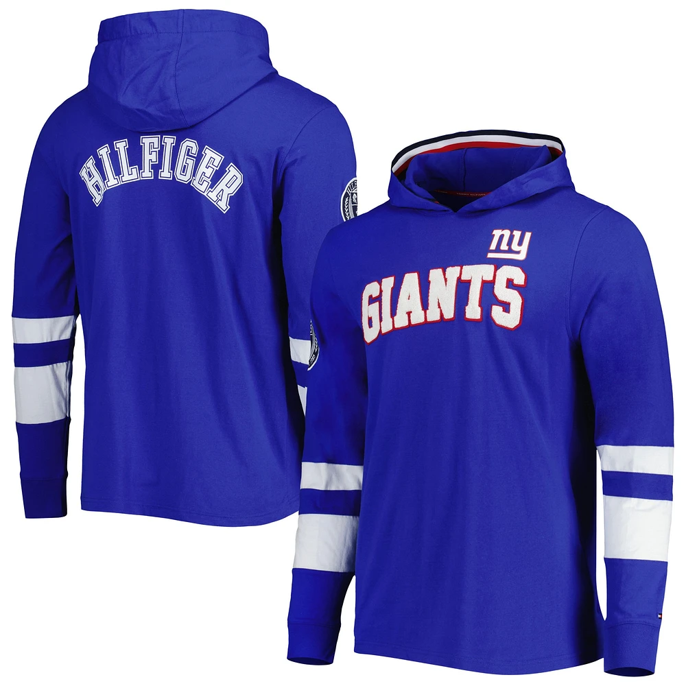 Men's Tommy Hilfiger Royal/White New York Giants Alex Long Sleeve Hoodie T-Shirt