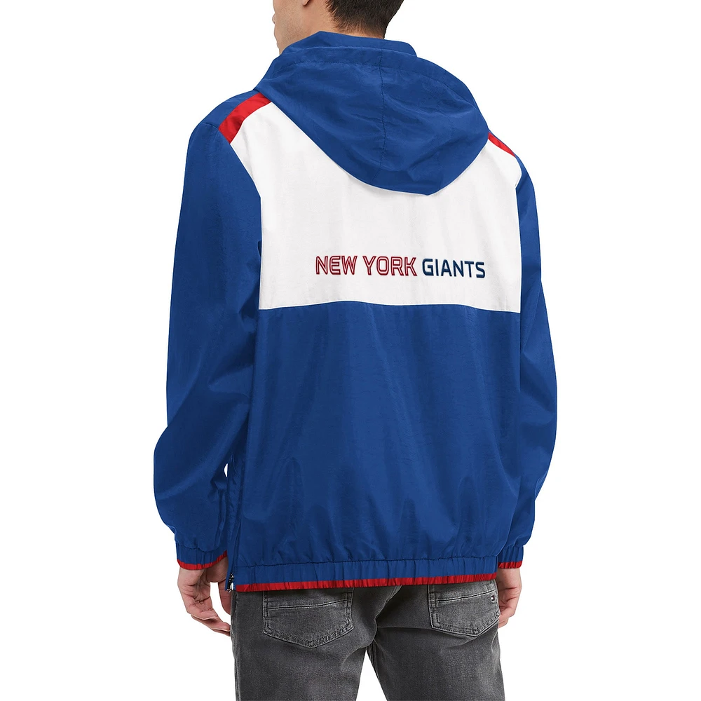 Men's Tommy Hilfiger Royal/White New York Giants Carter Half-Zip Hooded Top