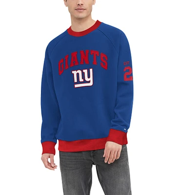 Sweat-shirt Tommy Hilfiger Royal/Rouge New York Giants Reese Raglan Tri-Blend pour hommes