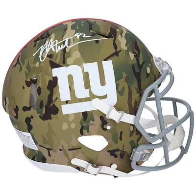 Casque authentique Riddell Camo Alternate Speed ​​autographié par Michael Strahan des New York Giants