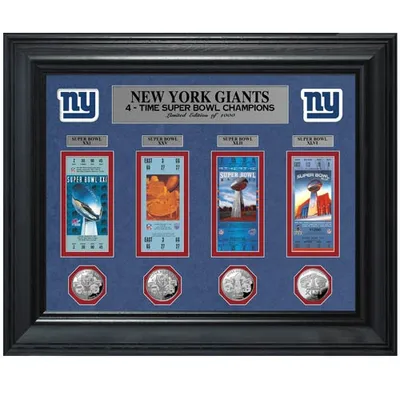 New York Giants Super Bowl Ticket and Game Coin Collection Framed