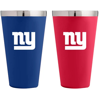 Lot de 2 couleurs de l'équipe des Giants de New York 16 oz. Ensemble de verres à pinte