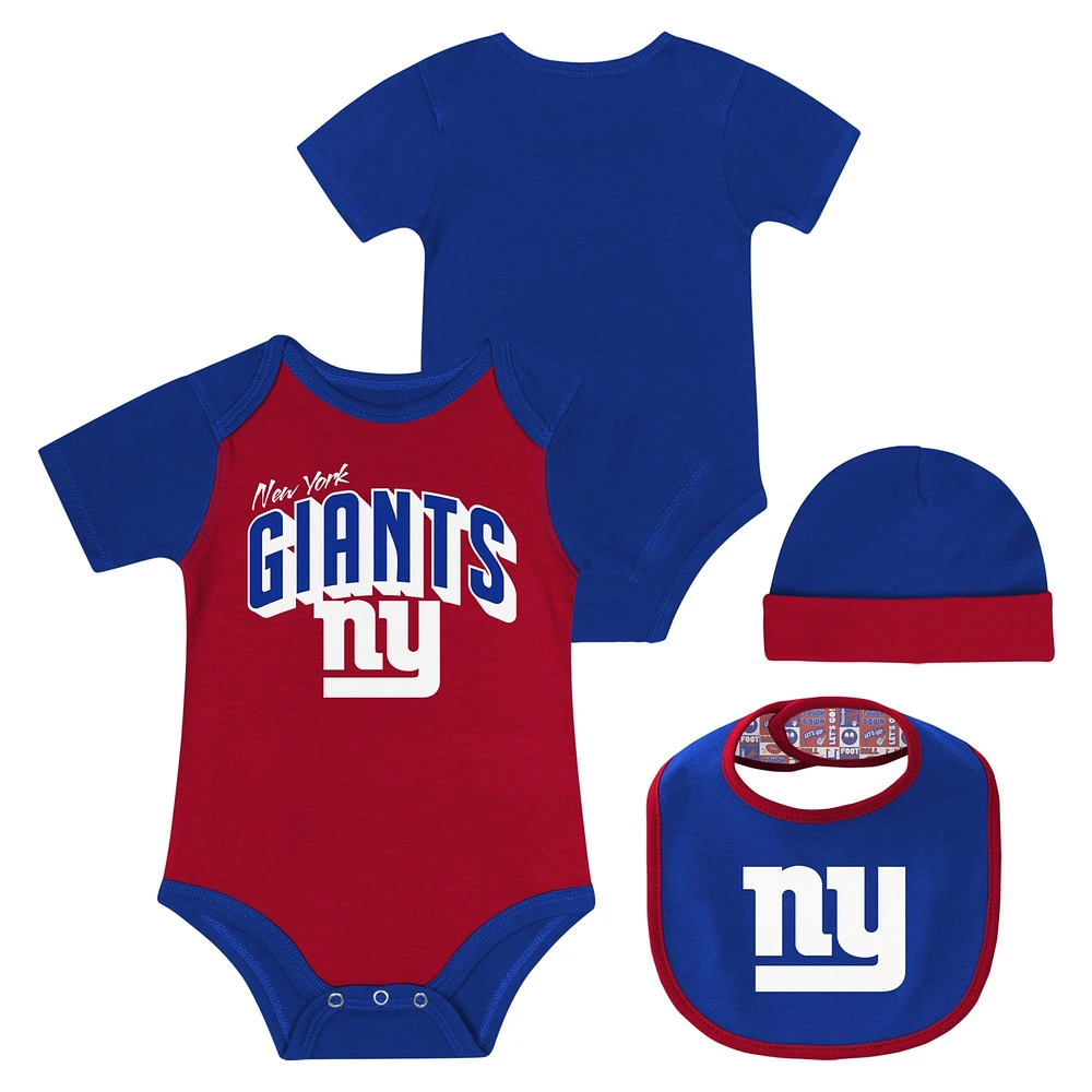 Newborn & Infant New York Giants Dynamic Duo Bodysuit, Bib Knit Hat Set