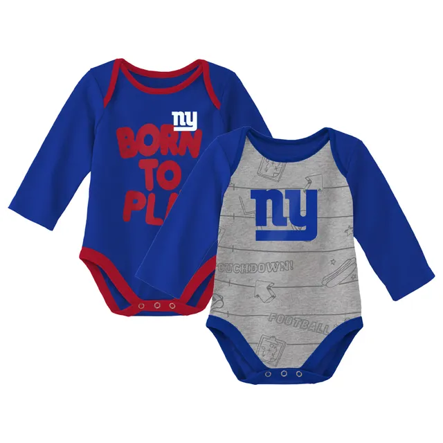 Newborn & Infant Royal/Red New York Giants Eat Sleep Drool Football Three-Piece Bodysuit Set