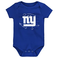 Newborn & Infant Royal/Red/Heather Gray New York Giants Three-Pack Eat, Sleep Drool Retro Bodysuit Set