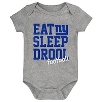 Newborn & Infant Royal/Red/Heather Gray New York Giants Three-Pack Eat, Sleep Drool Retro Bodysuit Set