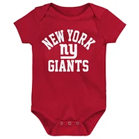 Newborn & Infant Royal/Red/Heather Gray New York Giants Three-Pack Eat, Sleep Drool Retro Bodysuit Set