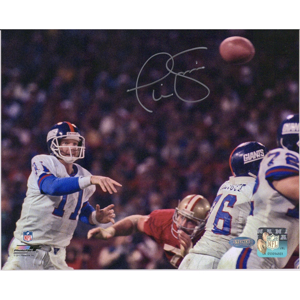Phil Simms New York Giants Autographed 8" x 10" Passing vs. 49ers Photograph